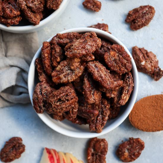 apple pie spiced candied pecans