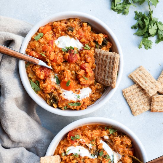 red lentil kale quinoa soup