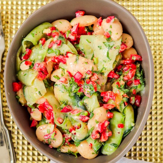 Cozy cucumber & butter beans salad