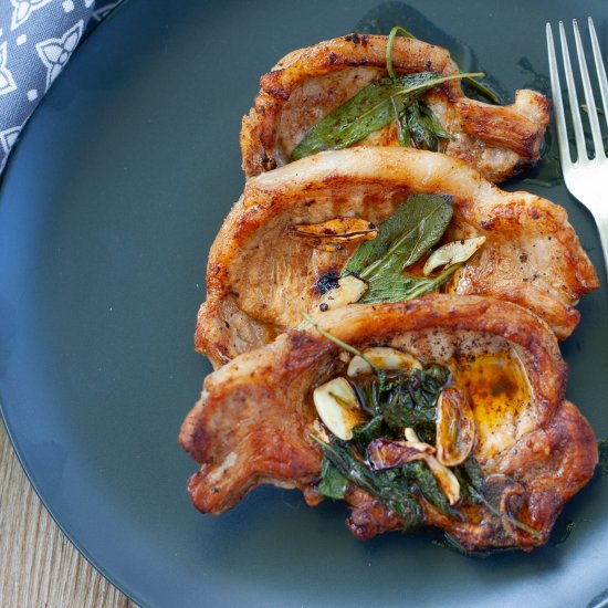 Sage-butter pork chops