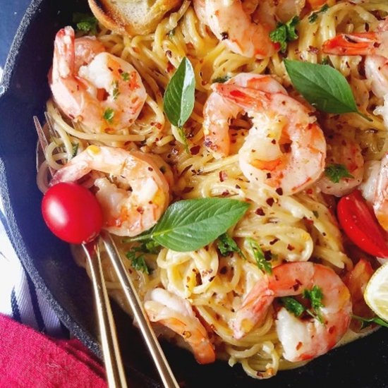 One Pot Shrimp Scampi Pasta