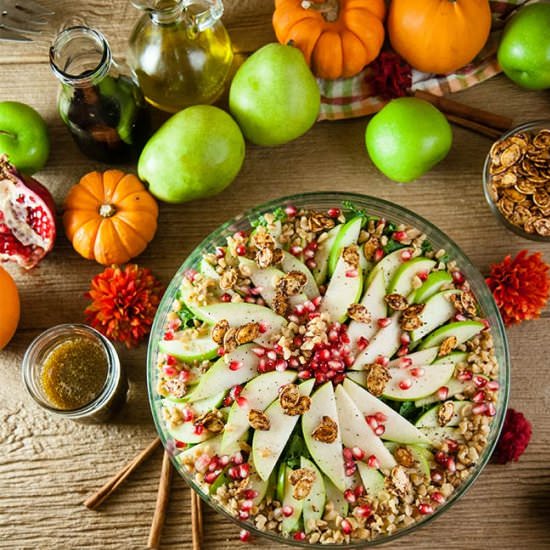 Autumn Apple Pear Kale Salad