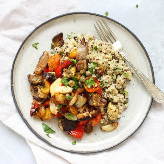 Roasted vegetable and quinoa salad