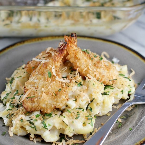 Coconut Shrimp Macaroni and Cheese