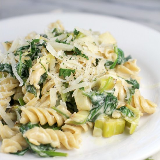 Creamy Spinach and Leek Rotini (GF)