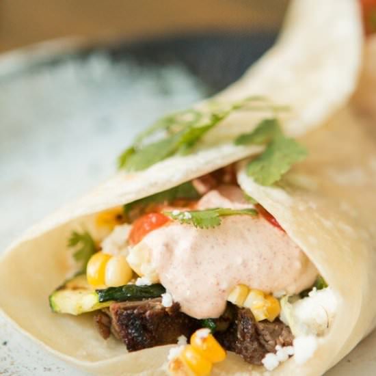 STEAK BURRITO WITH GRILLED ZUCCHINI