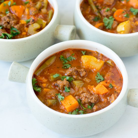 Veggie Loaded Hamburger Soup