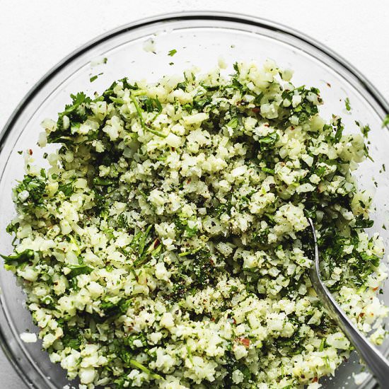 Cilantro LimePesto Cauliflower Rice