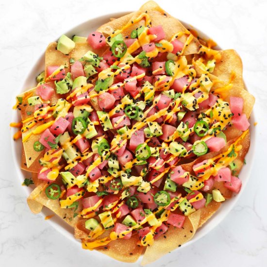 Spicy Ahi Tuna Wonton Nachos