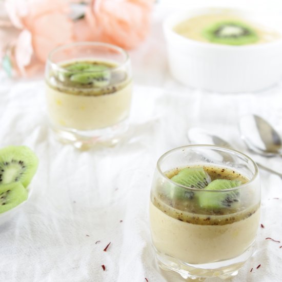 Saffron Pannacotta with Kiwi Coulis