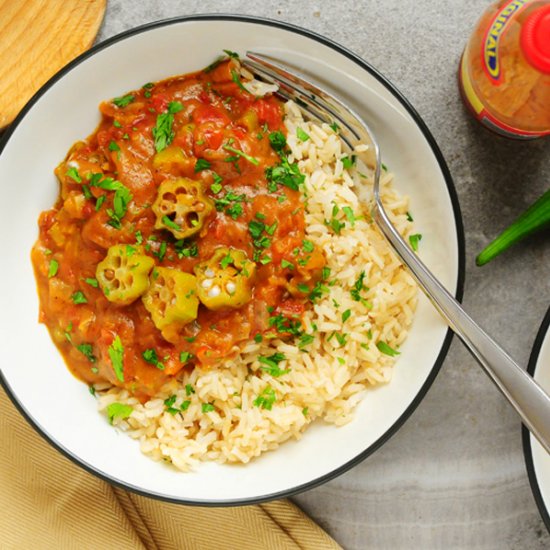 Vegan Okra Etouffee