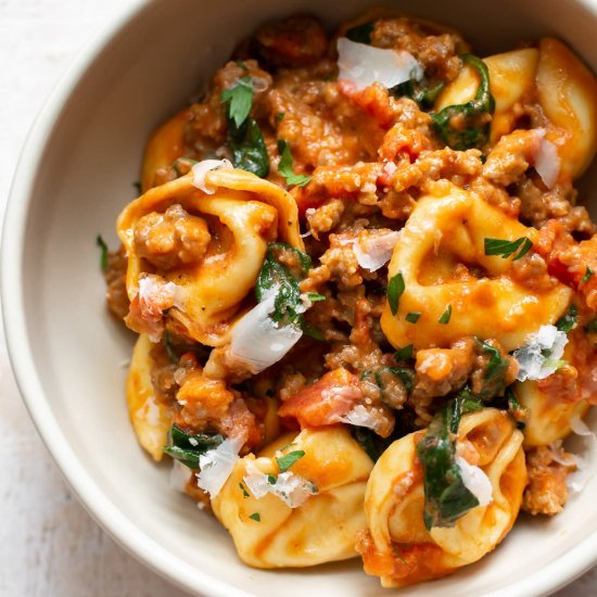 one-pan tortellini with sausage