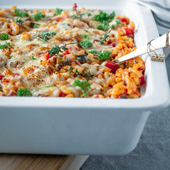 Macaroni casserole with mascarpone