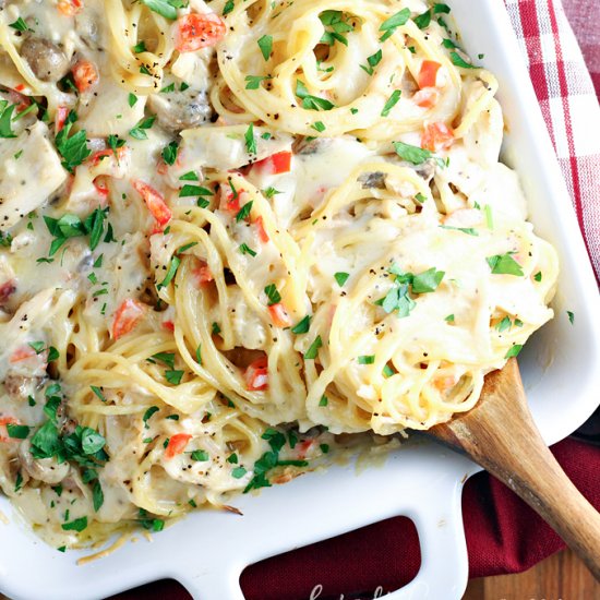 Cheesy White Chicken Spaghetti