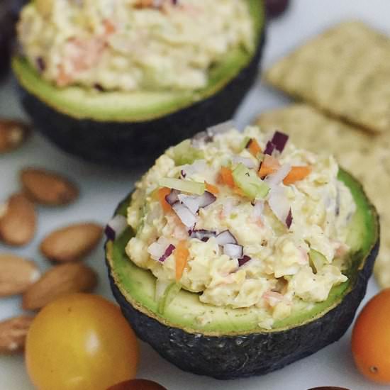 Chickpea Tuna Salad Stuffed Avocado