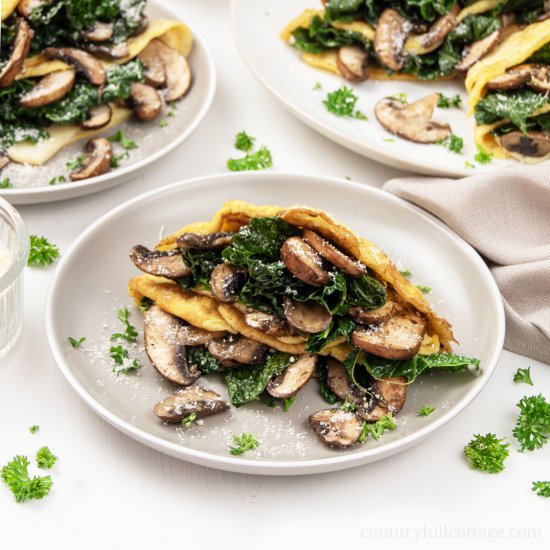 Mushroom Kale Frittata Crepes