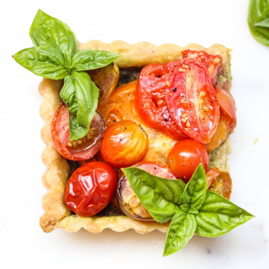 End of Summer Tomato and Pesto Tart