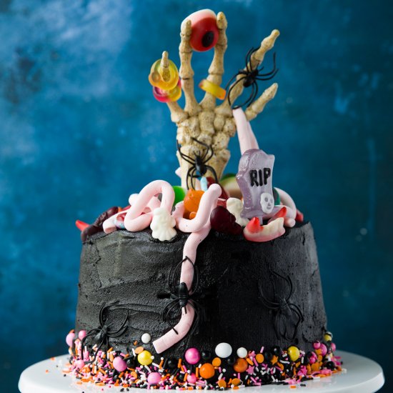 Skeleton Hand Halloween Cake