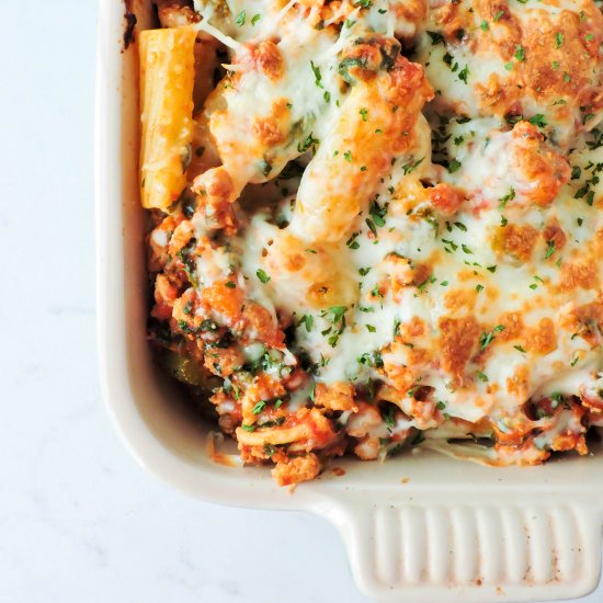 Chicken Parmesan Baked Rigatoni