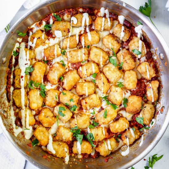 Chorizo Chili Tater Tots Casserole