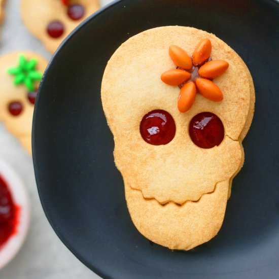 Halloween Skull Linzer Cookies