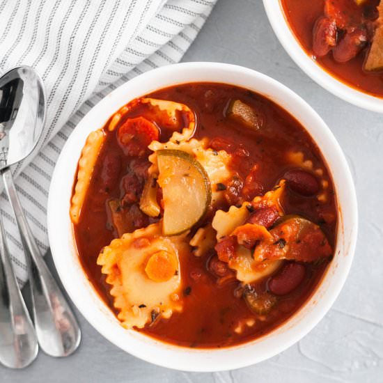 Minestrone Soup with Cheese Ravioli