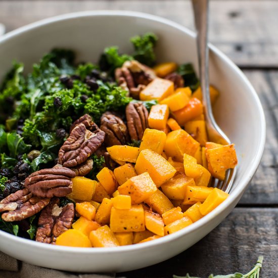 Kale Salad w Sage-Roasted Butternut