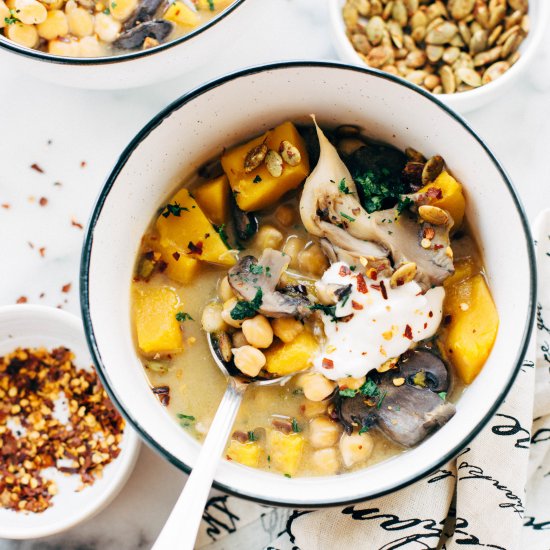 Pumpkin Chickpea Mushroom Stew