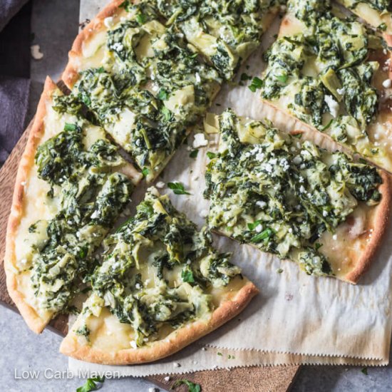 Keto Spinach Artichoke Pizza