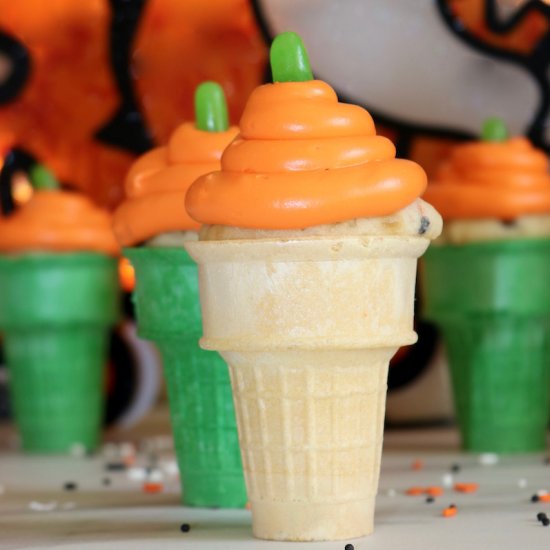 Pumpkin Cupcake Cones