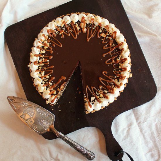 Chocolate PB Salted Caramel Tart