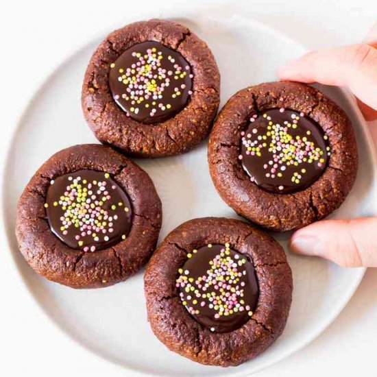 Vegan Chocolate Thumbprint Cookies