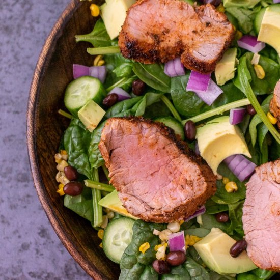 Cajun Pork Tenderloin Spinach Salad