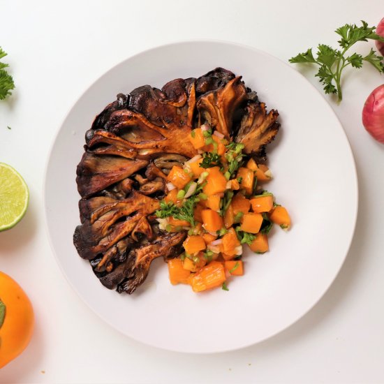 Seared Maitake with Persimmon Salsa