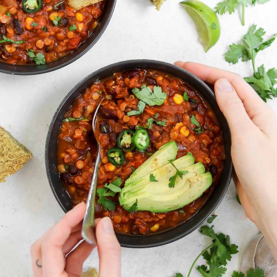 Vegan Red Lentil Chili