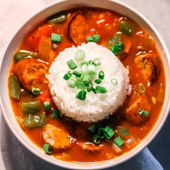 Weeknight Chicken Sausage Etouffee