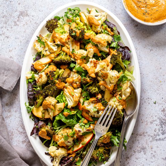 Roasted Broccoli Cauliflower Salad