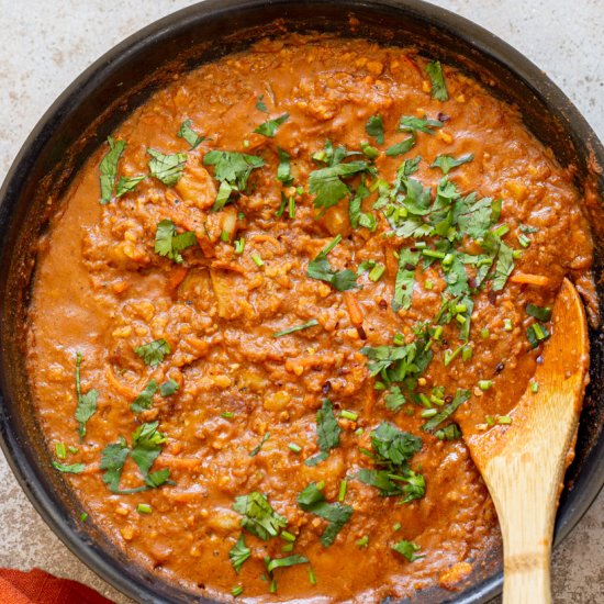 Vegan Keema Madras with Red Lentils