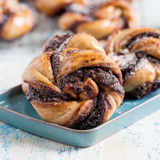 Chocolate and Pistachio Babka Buns