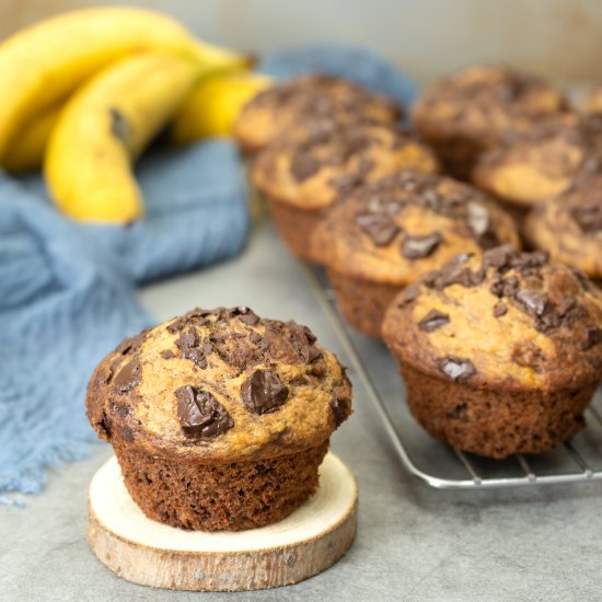 Banana PB Chocolate Muffins