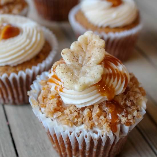 Apple pie and caramel apple cupcake