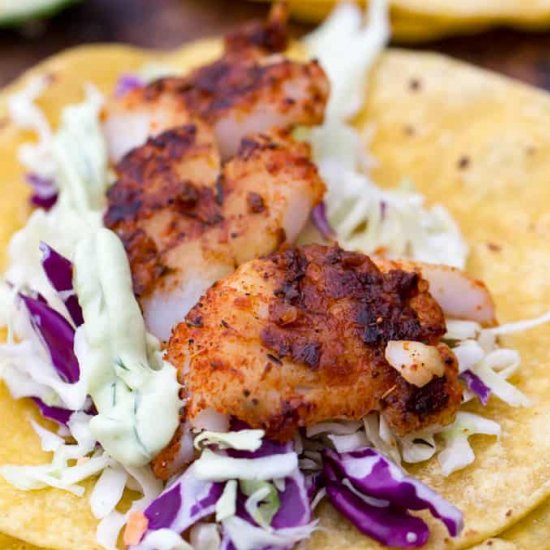 Traeger blackened fish tacos