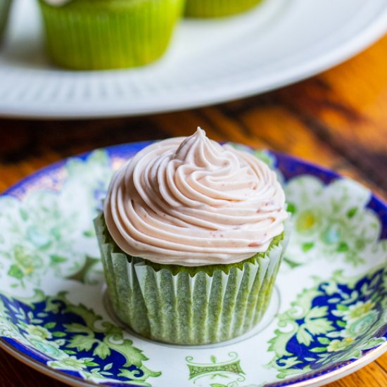 Matcha Cupcakes with Azuki Frosting