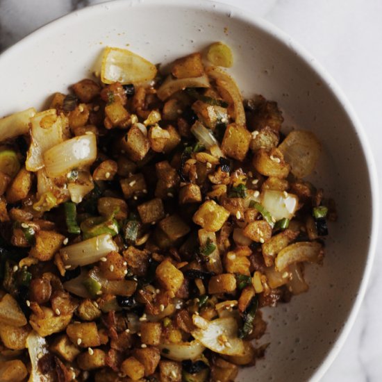 spicy furikake air-fried potatoes