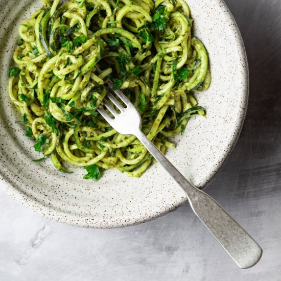 Zucchini Noodles with Walnut Pesto