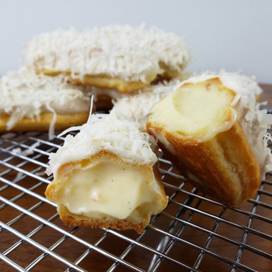 White Chocolate Coconut Eclairs