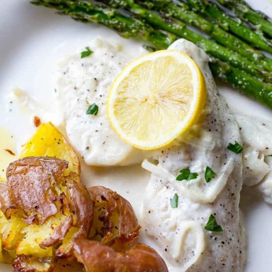 Walleye with lemon cream sauce