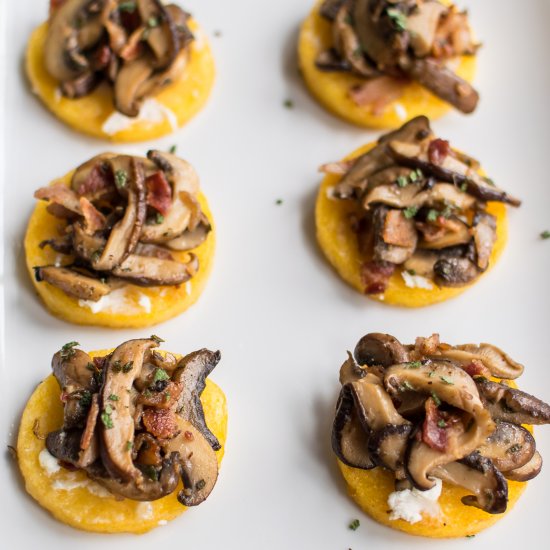 Mushroom and Bacon Polenta Bites