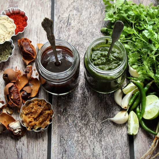 Tamarind Chutney & Cilantro Chutney