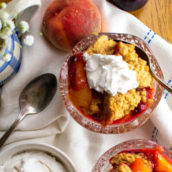 Peach Plum Cobbler, Oat-Nut Crust